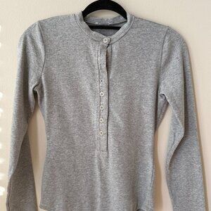 Reformation Heather Gray Long Sleeve Bodysuit